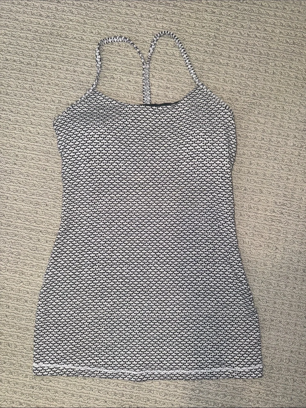 Lululemon Power Pose Y Strap Tank Monochromic Black & White Geometric Print (4)